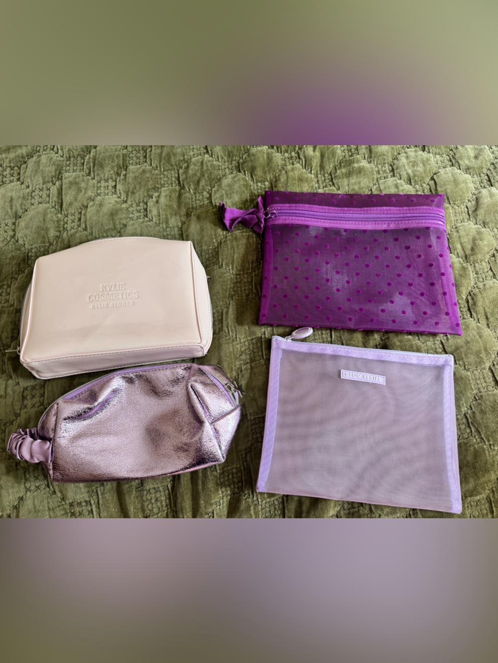 Assorted Purple and Pink Cosmetic Pouches Set